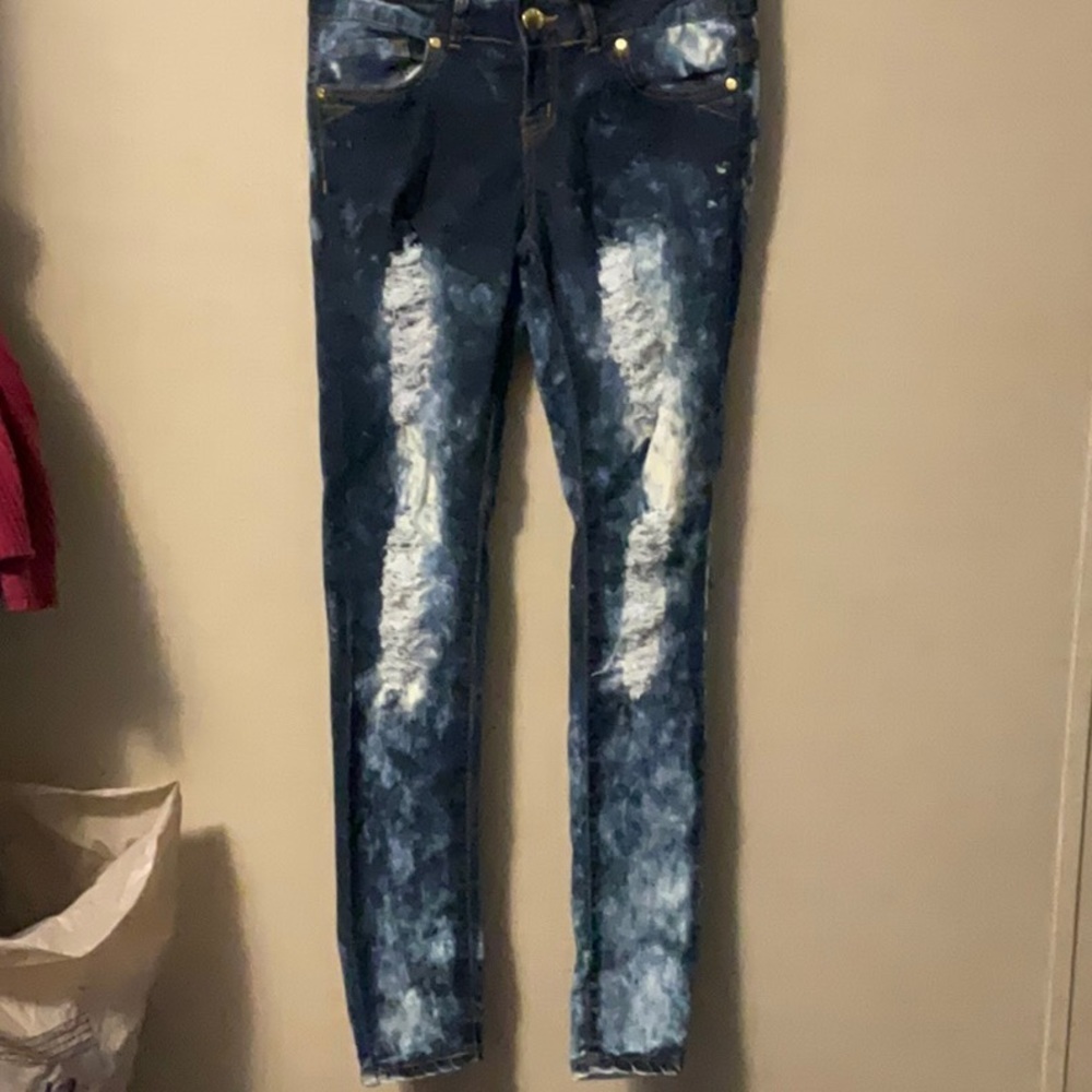 VIP Blue Skinny Jeans with Distressed Detailing